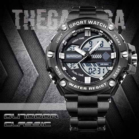 FORSINING Watch for Men, Waterproof Military Digital Analog Watches, Sports Outdoor Wrist Watch Date Multi Function Tactics LED Alarm Stopwatch in Kuwait