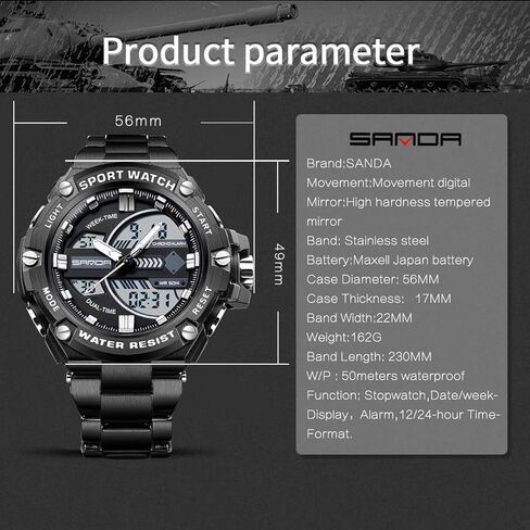 FORSINING Watch for Men, Waterproof Military Digital Analog Watches, Sports Outdoor Wrist Watch Date Multi Function Tactics LED Alarm Stopwatch in Kuwait