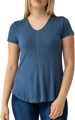 Cable & Gauge Womens Apparel V-Neck Pigment Dye and Oil Wash Tee in Saudi Arabia