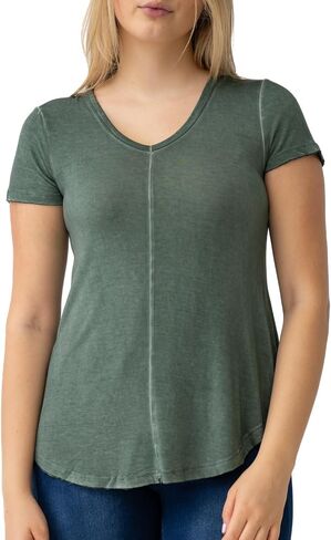 Cable & Gauge Womens Apparel V-Neck Pigment Dye and Oil Wash Tee in Saudi Arabia