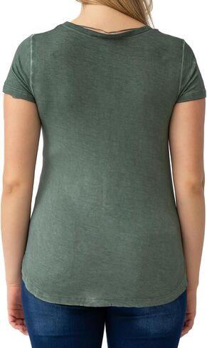 Cable & Gauge Womens Apparel V-Neck Pigment Dye and Oil Wash Tee in Saudi Arabia