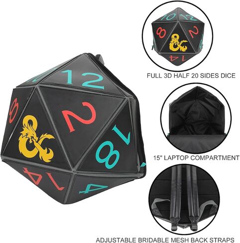 Dungeons & Dragons D20 Dice Molded Black Laptop Backpack in Saudi Arabia