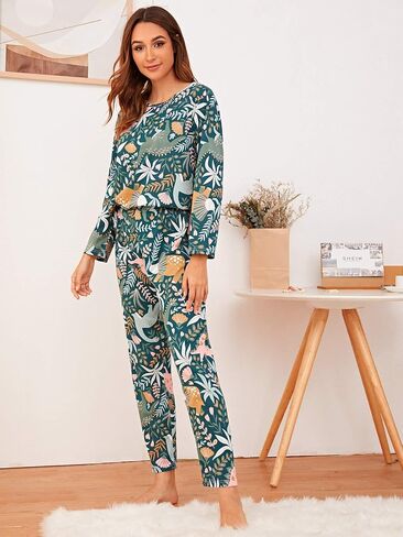 ملابس نوم نسائية لطيفة من Floerns بأكمام طويلة وسروال مكون من قطعتين بيجامة in Kuwait