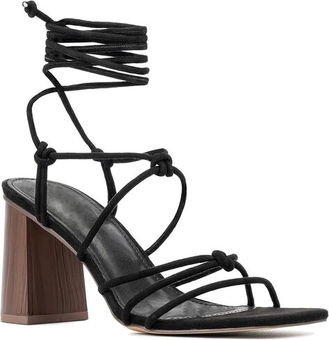 NY & C - New York & Company Bailey نسائي بكعب خشبي كاجوال، صنادل، مفتوح عند الأصابع، مطاط، نعل خارجي in Kuwait