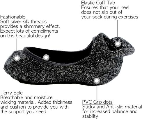 بالسامور 3 ازواج من الجوارب اللامعة غير القابلة للانزلاق لليوغا والبار والبيلاتس والرقص واللياقة البدنية والمستشفيات والاستخدام المنزلي in Kuwait