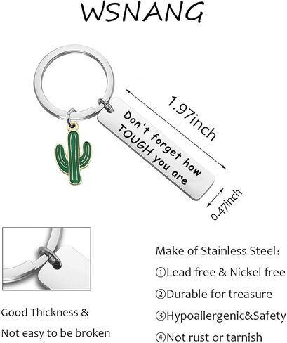 سلسلة مفاتيح WSNANG Saguaro Cactus Keychain لا تنسى مدى قوتك سلسلة مفاتيح مجوهرات الصبار هدية ملهمة لأصدقاء العائلة in Saudi Arabia