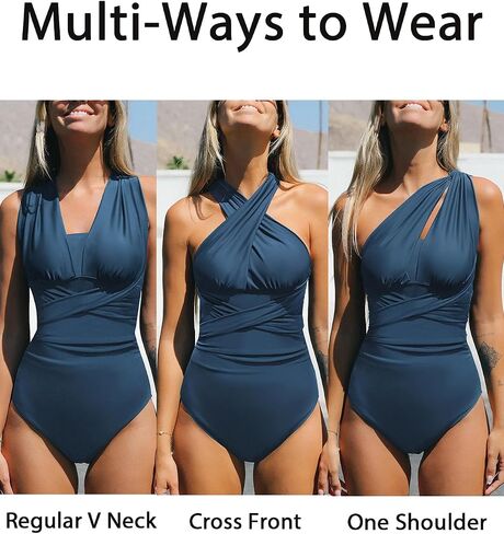 CUPSHE Women's One Piece Swimsuit Wrap Self Tie Ruched Multiple Ways Wearing Swimwear in Saudi Arabia