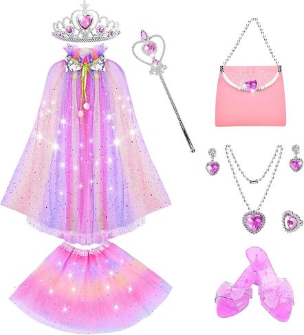 تنورة ومجوهرات فستان الأميرة من Aukidwld، هدايا لعب الأدوار لعمر 3 4 5 6 سنوات للفتيات الصغيرات في حفلة عيد الميلاد in Kuwait