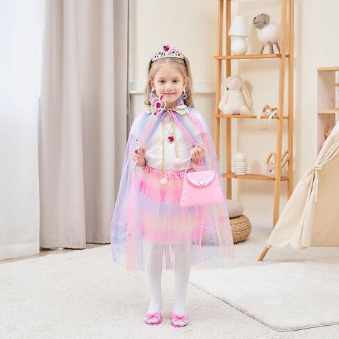 تنورة ومجوهرات فستان الأميرة من Aukidwld، هدايا لعب الأدوار لعمر 3 4 5 6 سنوات للفتيات الصغيرات في حفلة عيد الميلاد in Kuwait