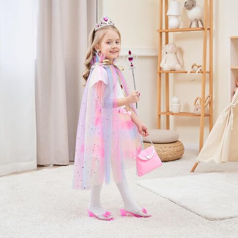 تنورة ومجوهرات فستان الأميرة من Aukidwld، هدايا لعب الأدوار لعمر 3 4 5 6 سنوات للفتيات الصغيرات في حفلة عيد الميلاد in Kuwait