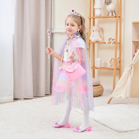 تنورة ومجوهرات فستان الأميرة من Aukidwld، هدايا لعب الأدوار لعمر 3 4 5 6 سنوات للفتيات الصغيرات في حفلة عيد الميلاد in Kuwait