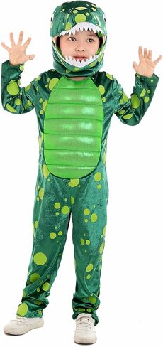 Seasons Green Dinosaur Costume for Kids Halloween Dress Up, Glow in the Dark, Dino Themed Party in Kuwait