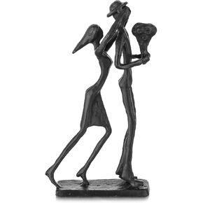 Sziqiqi Iron 6th for Her - Romantic Couple Statue Metal Love Sculpture Decorative Black Abstract Small Figurines Decoration for Home Decor Women Wife Friend Girlfriend Him Men
