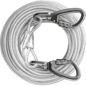 Dog Tie Out Cable Chew Proof, Long Dog Leash 50FT, Dog Runner for Yard Heavy Duty, Dog Chains for Outside, Sturdy Long Line Lead for Dogs Training Outdoor in Yard or Camping