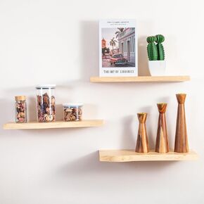 أرفف عائمة نصف دائرية فريدة من نوعها بتصميم سفلي مقوس، عرض أنيق ومنظم رف حائط نصف دائري مع أقواس غير مرئية، رف خشبي ريفي يزين الكتب النباتية والأعمال الفنية الصغيرة in Kuwait