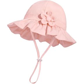 Baby Girl Wide Brim Bucket Hats with UPF 50+ Outdoor Adjustable Beach Hat with Sun Hat