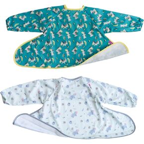 Tidy Tot Bib Pack 2 for Bib & Tray Kit. Unisex. One Size fits 6 Months - 2 Years. Waterproof. Adjustable Fit. Long Sleeved