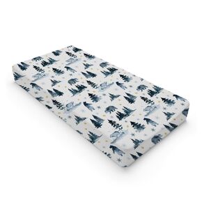 Woodland Bear Snow Forest Changing Pad Cover Watercolor Bear Paws Trees Change Table Pad Cover for Baby Boys Girls Soft Breathable Stretchy Snug Fitted Diaper Changing Mat Sheets 32''x16''