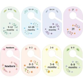8 Pack Baby Closet Dividers Watercolor Plants Clothing Organizer Double-Sided Colorful Hanger for Newborn to 24 Months