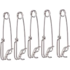 VBESTLIFE 5PCS Longline Fishing Snap Clips, Stainless Steel Fishing Connectors Clips Snap for Long Line Fishing, Surf Fishing, Ocean Fishing