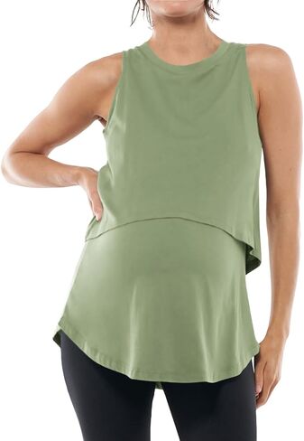 Tankaneo Womens Summer Maternity Nursing Tank Tops Sleeveless Double Layer Breastfeeding Shirt Pregnancy Clothes in Saudi Arabia