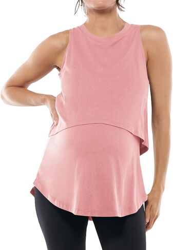 Tankaneo Womens Summer Maternity Nursing Tank Tops Sleeveless Double Layer Breastfeeding Shirt Pregnancy Clothes in Saudi Arabia