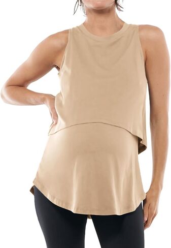 Tankaneo Womens Summer Maternity Nursing Tank Tops Sleeveless Double Layer Breastfeeding Shirt Pregnancy Clothes in Saudi Arabia