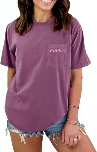 Breastfeeding Shirts for Women Mama Zipper Nursing Tops Distressed Maternity Tees with Pocket in Saudi Arabia