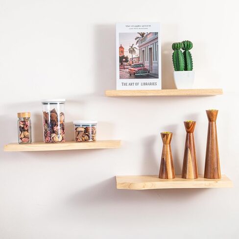 أرفف عائمة نصف دائرية فريدة من نوعها بتصميم سفلي مقوس، عرض أنيق ومنظم رف حائط نصف دائري مع أقواس غير مرئية، رف خشبي ريفي يزين الكتب النباتية والأعمال الفنية الصغيرة in Kuwait
