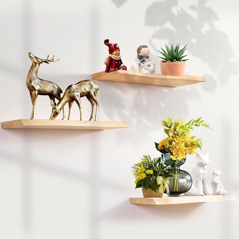 أرفف عائمة نصف دائرية فريدة من نوعها بتصميم سفلي مقوس، عرض أنيق ومنظم رف حائط نصف دائري مع أقواس غير مرئية، رف خشبي ريفي يزين الكتب النباتية والأعمال الفنية الصغيرة in Kuwait