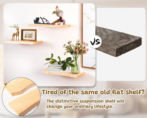 أرفف عائمة نصف دائرية فريدة من نوعها بتصميم سفلي مقوس، عرض أنيق ومنظم رف حائط نصف دائري مع أقواس غير مرئية، رف خشبي ريفي يزين الكتب النباتية والأعمال الفنية الصغيرة in Kuwait