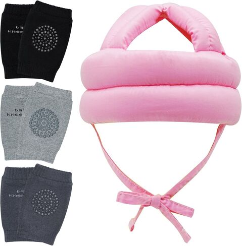 Adjustable Infant Baby Safety Helmet Toddler Protector Cap Soft Cotton Cushion, A Bump-Free Safety Hood for Your Baby to Learn to Crawl, Walk, and Run with Soft Knee Pads in Saudi Arabia