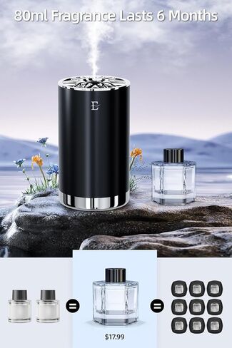 EDKCXB Smart Car Air Fresheners,7 Colors Breathing Light,Auto On/Off,80ml Fragrance Lasts 6 Months,Portable USB Aromatherapy Diffuser for Car Home Office Bedroom,Black Frosted,Cologne in Kuwait