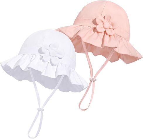 Baby Girl Wide Brim Bucket Hats with UPF 50+ Outdoor Adjustable Beach Hat with Sun Hat in Saudi Arabia