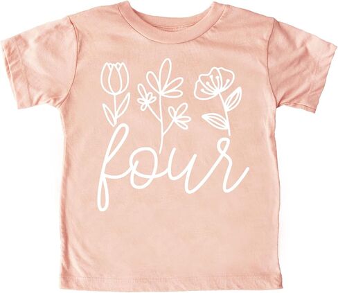 Olive Loves Apple Floral 4th Birthday Shirt for Little Girls Fourth Birthday Outfit in Saudi Arabia