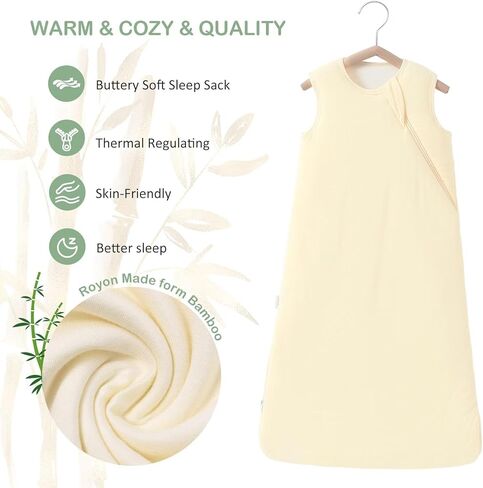 LOVABYLUCK كيس نوم للأطفال من الخيزران 2.5 TOG كيس نوم شتوي للأطفال بطانية يمكن ارتداؤها in Kuwait