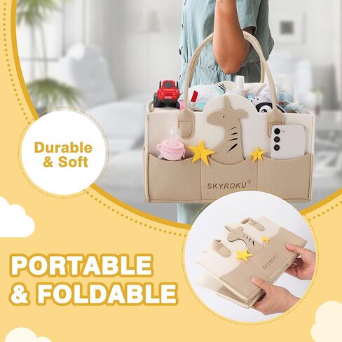منظم علبة حفاضات الأطفال من SKYROKU، سلة تخزين محمولة للسيارة للأمهات الجدد، هدية لحضانة الأطفال وأساسيات حديثي الولادة in Kuwait