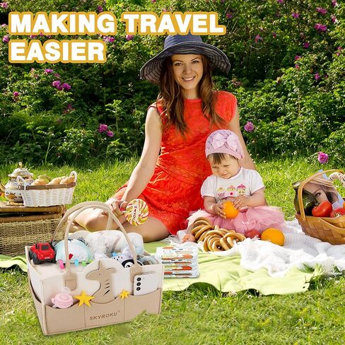 منظم علبة حفاضات الأطفال من SKYROKU، سلة تخزين محمولة للسيارة للأمهات الجدد، هدية لحضانة الأطفال وأساسيات حديثي الولادة in Kuwait