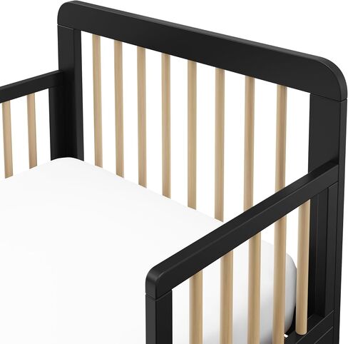 Storkcraft Pasadena Toddler Bed (Black with Driftwood) - GREENGUARD Gold Certified, Fits Standard Full-Size Crib & Toddler Mattress, Toddler Safety Guardrails Included, Complete Design with Footboard in Saudi Arabia
