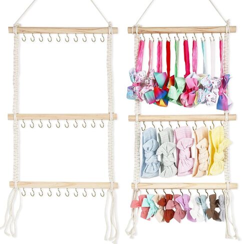 Headband Holder Organizer and Hair Accessories Organizer for Baby Girl, Nursery Headbands and Hair Bows Holder Storage Wall Hanging Toddler Girls Room Decor (Type D) in Saudi Arabia