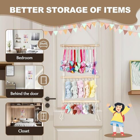 Headband Holder Organizer and Hair Accessories Organizer for Baby Girl, Nursery Headbands and Hair Bows Holder Storage Wall Hanging Toddler Girls Room Decor (Type D) in Saudi Arabia