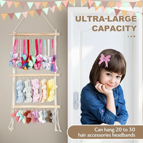 Headband Holder Organizer and Hair Accessories Organizer for Baby Girl, Nursery Headbands and Hair Bows Holder Storage Wall Hanging Toddler Girls Room Decor (Type D) in Saudi Arabia