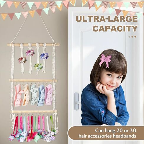 Headband Holder Organizer and Hair Accessories Organizer for Baby Girl, Nursery Headbands and Hair Bows Holder Storage Wall Hanging Toddler Girls Room Decor (Type D) in Saudi Arabia