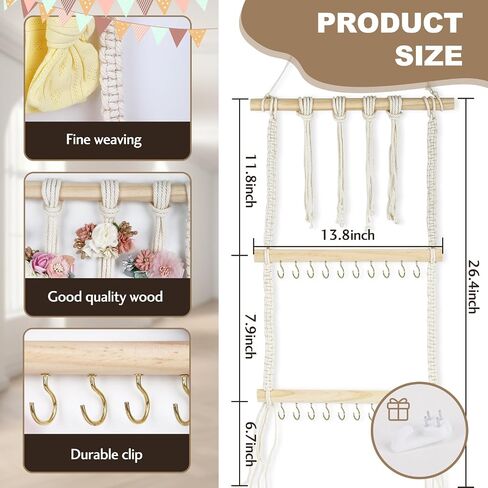 Headband Holder Organizer and Hair Accessories Organizer for Baby Girl, Nursery Headbands and Hair Bows Holder Storage Wall Hanging Toddler Girls Room Decor (Type D) in Saudi Arabia
