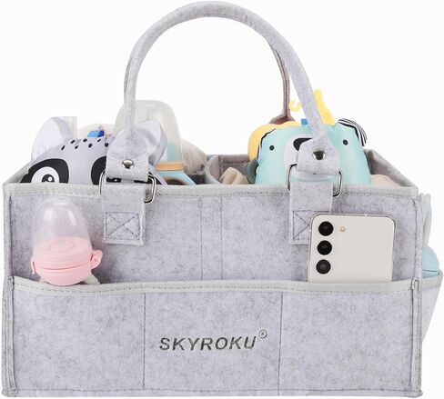 SKYROKU Baby Diaper Caddy Organizer, Portable Car Caddy Storage Basket for New MOthers, Baby Nursery Gift & Newborn Essentials Beige in Saudi Arabia