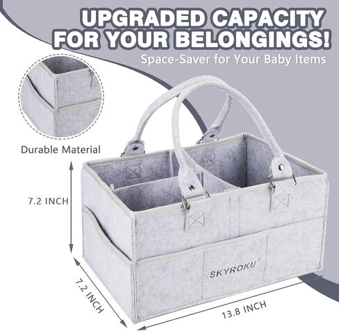 SKYROKU Baby Diaper Caddy Organizer, Portable Car Caddy Storage Basket for New MOthers, Baby Nursery Gift & Newborn Essentials Beige in Saudi Arabia