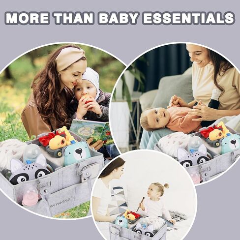 SKYROKU Baby Diaper Caddy Organizer, Portable Car Caddy Storage Basket for New MOthers, Baby Nursery Gift & Newborn Essentials Beige in Saudi Arabia