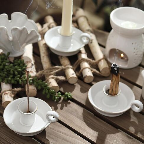 ooit Palo Santo Holder with Handle, Ceramic Palo Santo Burner Holder,Palo Santo Sticks Holder, Palo Santo Burner,Scent Wood Stand and Ash Catcher, Sturdy and Well Made Incense Burner(White) in Saudi Arabia
