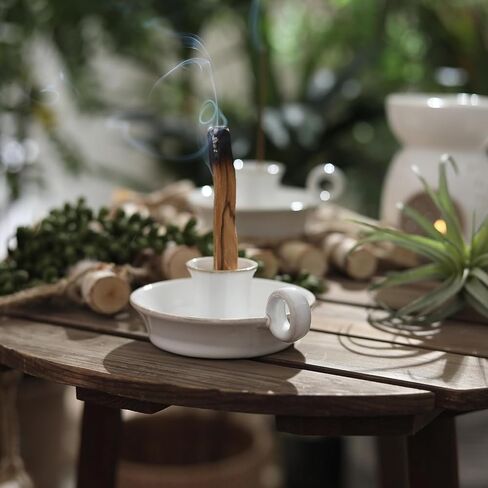 ooit Palo Santo Holder with Handle, Ceramic Palo Santo Burner Holder,Palo Santo Sticks Holder, Palo Santo Burner,Scent Wood Stand and Ash Catcher, Sturdy and Well Made Incense Burner(White) in Saudi Arabia