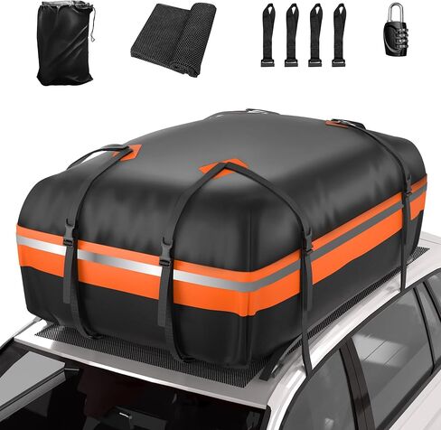 حامل البضائع على السطح من WISAMIC، حامل علوي للسيارة مقاوم للماء 1000D PVC، رف أمتعة مع حصيرة مضادة للانزلاق لجميع المركبات مع/بدون رفوف (21 قدم مكعب) in Kuwait